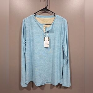 Men's Blue Long Sleeve Henley Shirt